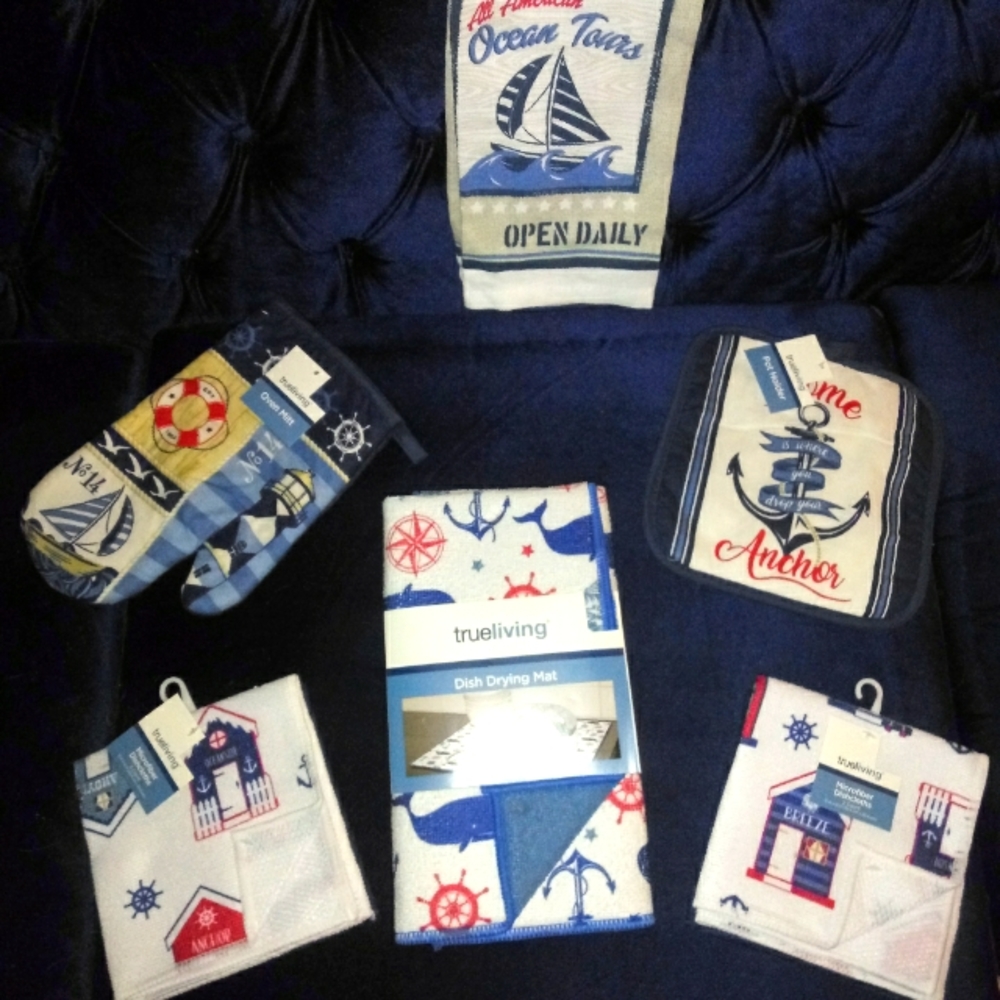 Nautical Galley/ Kitchen Accessories Litehouse Oven Mitt Towel Drying Pad More
